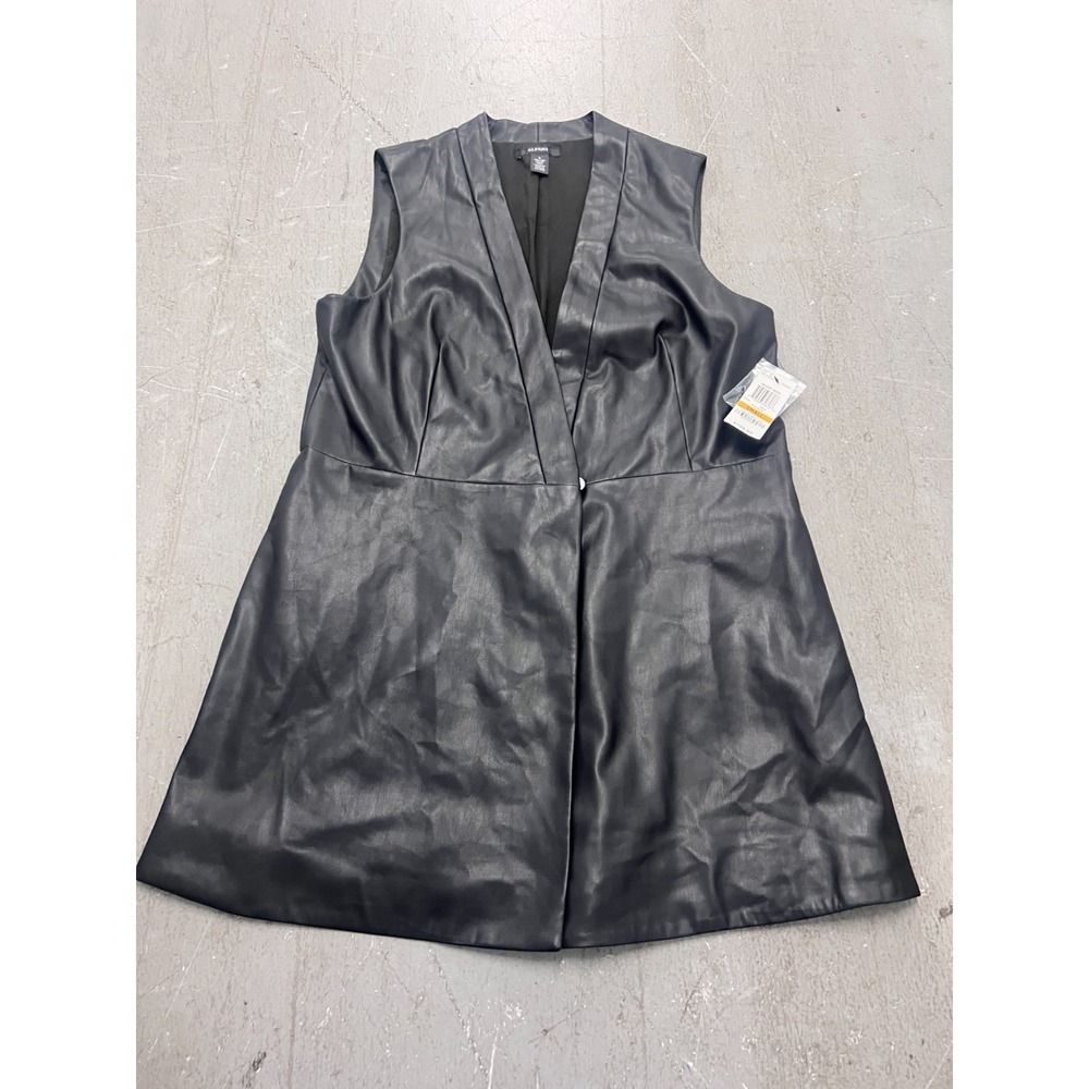 Alfani Gallery Mood Vest Jacket Women S Black Faux Leather Gothic Date Night NWT